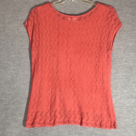 COLDWATER CREEK Crochet Lace Top with Full Tank Top UnderDeep Peach Color - Picture 2 of 16